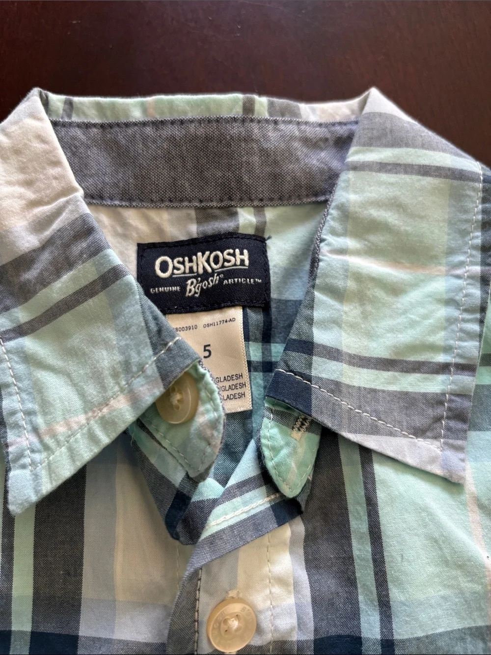 NWT OshKosh Plaid Button-Up Shirt